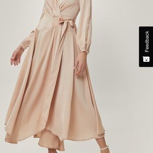 Rose gold satin wrap dress
